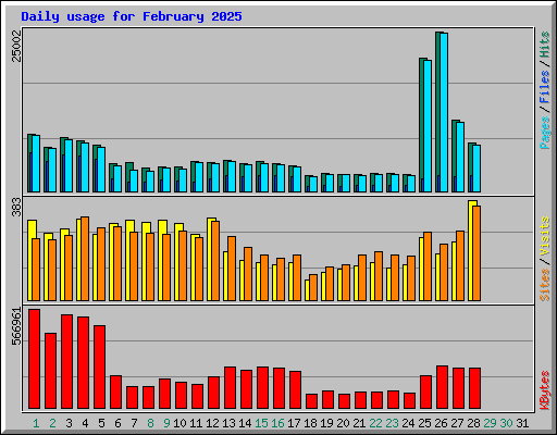 Daily usage for February 2025